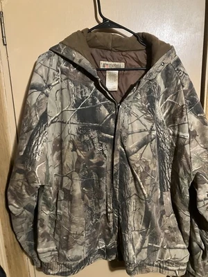 VTG Russell Outdoors Real Tree Mens X-Large Bomber Hooded Jacket Camo Camouflage - Image 1 of 3