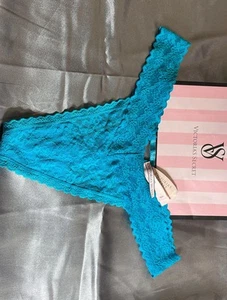 Vintage Victoria's Secret Blue Thong Panties Y2k Size Medium NWT - Picture 1 of 3