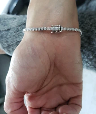 Luxury 3ct J I1 Natural Diamond Tennis Bracelet 10k White Gold 7" Bridal Gift - Image 1 of 3