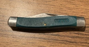 Vintage Frontier By Imperial Ireland Trapper 4" Teal 3 Blade Pocket Knife - Picture 1 of 9