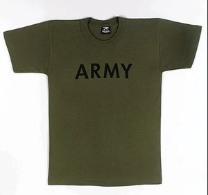 Green army Kids pt  T-Shirt - Army, Olive Drab by Rothco XS S M L XL - Picture 1 of 1