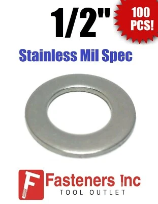BRIGHTON (Qty 100) 1/2" ID x .875 OD x 1/16" Stainless Steel AN Flat Washer Series 9C816
