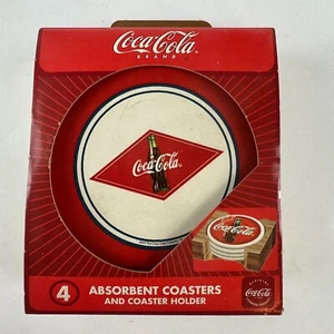 Saugfähige Untersetzer der Marke Coca-Cola Set mit Holzhalter Steinzeug - Bild 1 von 4