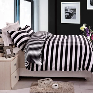 Black and White Stripe Printed Duvet Cover Set Reversible Design for Comforter - Picture 1 of 16