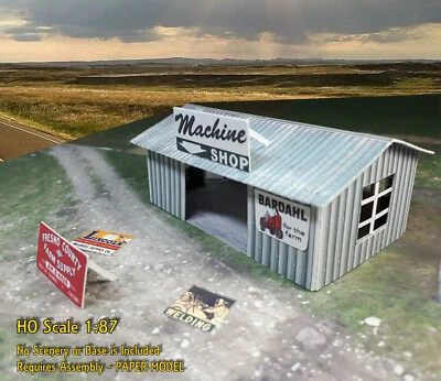 HO Scale 1:87 Shed Building - Pre-Cut & Pre-Scored CARDSTOCK PAPER kit WSH2 - Image 1 of 4