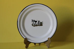 Mouth Enamel Enamel Decor Cow Cake Plate Platter 17.5cm - Picture 1 of 1