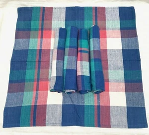 Vintage 5 Dinner Napkins Linen Fabric Multicolor Square Desing 17" (set of 5) - Picture 1 of 3