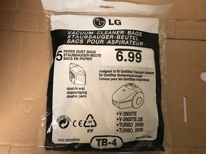 Genuine LG vac dust bags for V-2600TE, Turbo 2600, 26800. Karcher TSC505. TB-4 - Picture 1 of 2