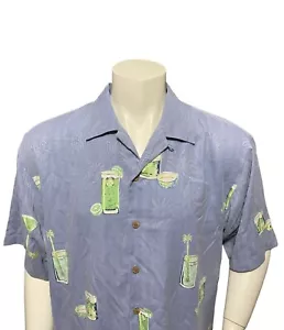 Tommy Bahama Relax Hawaiian Hula Girl Men’s Silk Shirt Size Large L Mixed Drinks - Picture 1 of 16