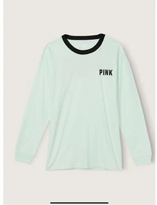 Victoria’s Secret PINK Teal Campus Ringer Shirt Size L - Picture 1 of 4