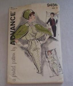 Vintage Womens Sewing Pattern Dress Advance 9456 50's Size 16  Bust 36