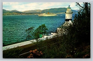 Postkarte The Cloch Leuchtturm Kreuzfahrtschiff Chrom Vintage UNP - Bild 1 von 2