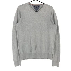 Pullover Grigio Tommy Hilfiger A V Collo Per Ragazzi Taglia 176 - Picture 1 of 8