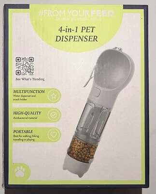 Dispensador portátil de agua y alimentos o bocadillos para mascotas 4 en 1 10 oz gris excelente 4 viajes  Foto 1 de 3