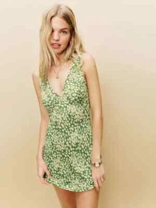 Vestido para mujer Reformation verde Mento Calix grande nuevo con etiquetas - Imagen 1 de 4