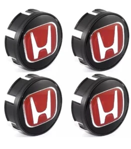 HONDA CIVIC FIT Set of 4 JDM Red H Wheel Center Caps Hubs Cover Cap 58mm 2 1/4 - Picture 1 of 4