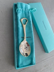 TIFFANY & Co. Open Heart Baby Spoon Sterling Silver W/Box Cloth bag UNUSED - Picture 1 of 5