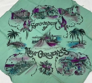 Pañuelo bufanda recuerdo vintage de Nueva Orleans ~ mercado francés de Louisiana - Imagen 1 de 16