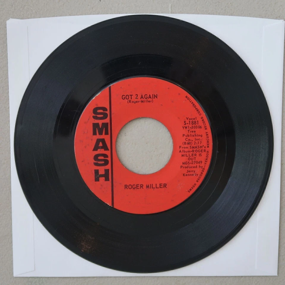 ROGER MILLER GOT 2 AGAIN/DANG ME VINYL 45 SMASH VG 16-119 - Image 1 of 2