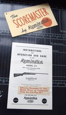 Remington 511 ORIGINAL Instrucciones de Operación y Cuidado Manual Hoja y Etiqueta Colgante Foto 1 de 4