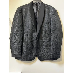 Goofandy Men's Black Paisley Shawl Collar Tuxedo Jacket  Formal Suit Sz 2XL - Picture 1 of 15