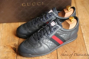 Gucci Ace GG Monogram Blue Leather Shoes Trainers Men's UK 8 G US 9 EU 42 - Picture 1 of 11