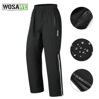 WOSAWE Men Women Cycling Rain Pants Lightweight Waterproof Rain Over Pants S-3XL - Image 1 of 4