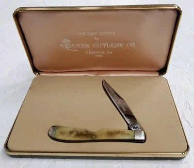 Cuchillo de bolsillo Easy Opener Queen Cutlery Master Cutler 1982 hoja única con estuche  Foto 1 de 4