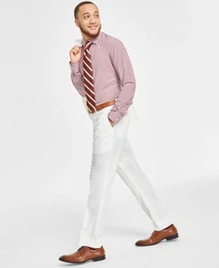 Tayion Collection Mens Classic fit Dress Pants 42 / 30 Off White Solid - Picture 1 of 6