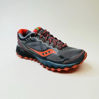 Saucony Peregrine 6 Trail 跑步远足鞋灰色橙色女式 8 码 — 第 1/4 张图片