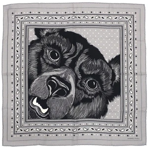 HERMES scarf CARRE 65 cashmere silk Griclair x Black x White Brand new, u - Picture 1 of 4