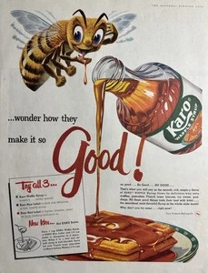 Corn Products Refining Co Karo Waffle Syrup Blue Label Red VTG Print Ad 1958 - Picture 1 of 1