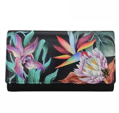 Women's Anuschka Leather Hand Painted Wallet Purse - Image 1 of 4