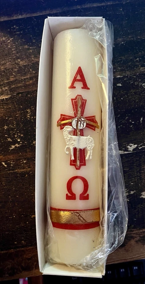 Мексиканская католическая церковь алтарь 9 дюймов свеча альфа и омега - Изображение 1 из 1