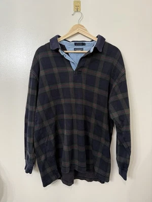 Винтажная рубашка-поло 80-х Woods & Gray Stripe Dadcore с длинным рукавом размер XL - Изображение 1 из 3