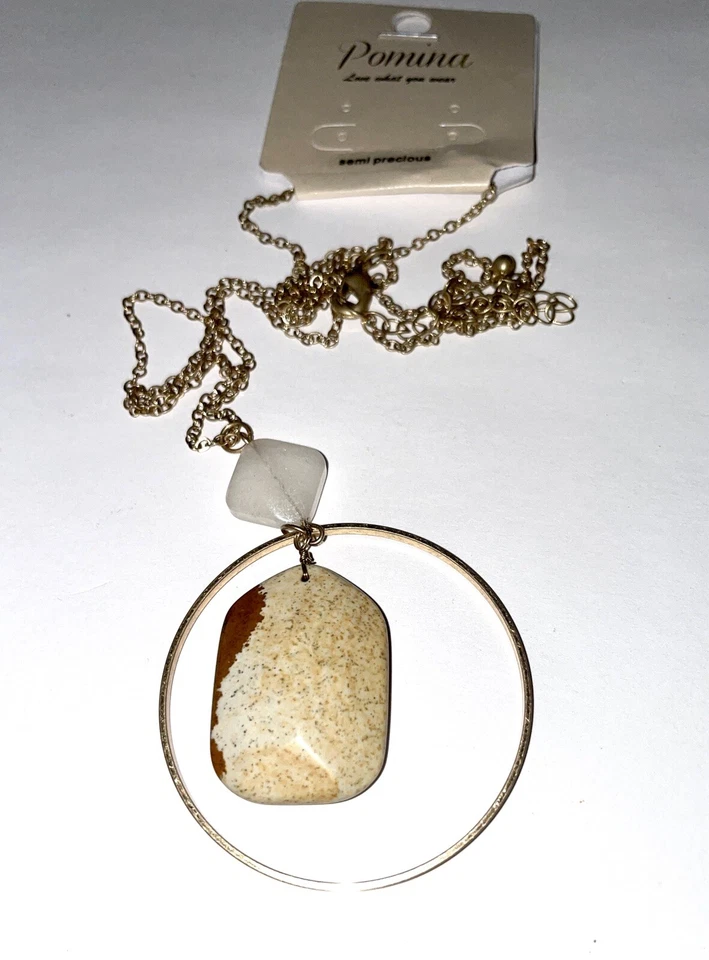 Pomona 34” Cadena Círculo Colgante Collar Piedra Natural Pulida Cuelga ¡NUEVO! P537 Foto 1 de 4