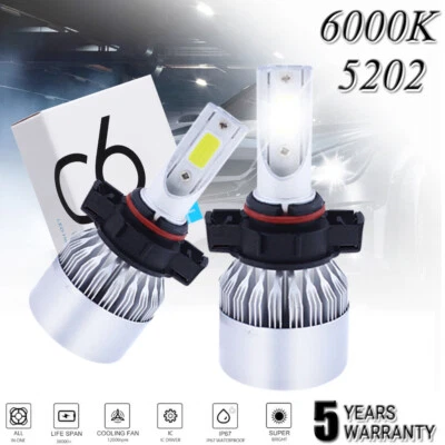 5202 H16 LED Bombillas antiniebla 6000K blanco brillante Faro haz alto/bajo Foto 1 de 4