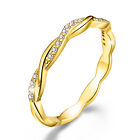 Elegant 18K Gold Zircon Twist Ring for Women Gifts 925 Sterling Silver Jewelry