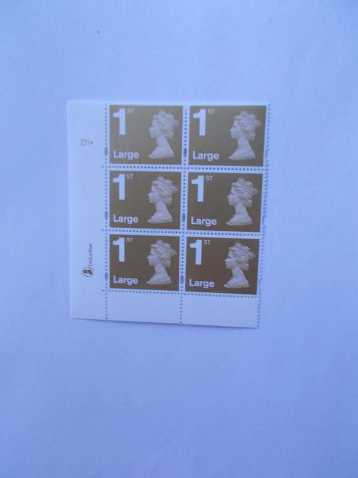 De La Rue 1st Class Large PiP Gold Machin in Cylinder Block of 6 Cyl D1 dot U/M - Image 1 of 1