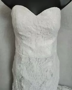 Womens Wedding Corset Back Dress Size 6 White Floral - Picture 1 of 12