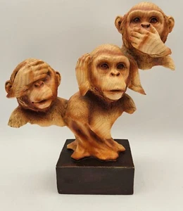Unique 3 Wise Monkeys See/Hear/Speak No Evil Resin Statue Figurine - Picture 1 of 18