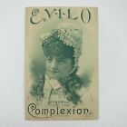 Victorian Folding Trade Card EV-I-LO for the Complexion Young Woman Bonnet Hat