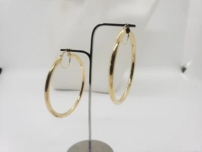 ORECCHINI A CERCHIO GRANDI A SEZIONE TONDA IN ORO GIALLO 18KT 4,4 GR. (5992) - Immagine 1 di 4