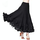 Women Ballroom Skirt Modern Dance Ruffle Waltz Tango Swing Dancewear Sequin