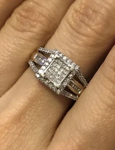 HERMOSO ANILLO DE BODA DE ORO BLANCO DE 10K AMARILLO - Imagen 1 de 12