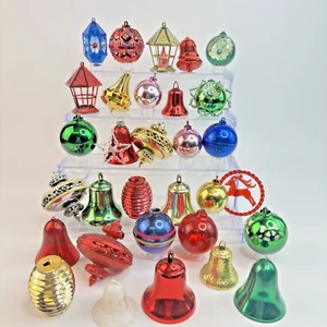 32 Vintage 1950's-1960's Unbreakable Plastic Christmas Ornaments Bradford & more - Picture 1 of 21