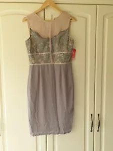 Elise Ryan Scallop Lace With Contrast Pannelling Party Dress, Grey UK Size 12 - Picture 1 of 2