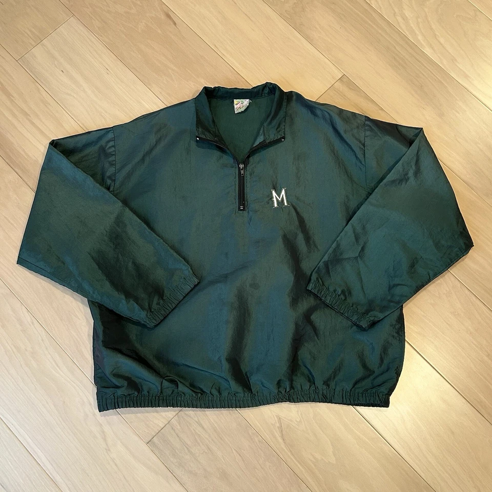 Vintage Surf Style Windbreaker Jacket Milwaukee Brewers Logo Size XL - Image 1 of 4