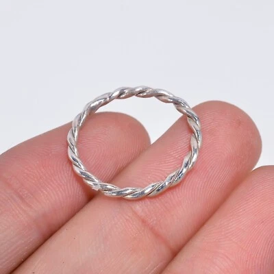 No Stone Gemstone Stackable Vintage Ring Size 925 Sterling Silver Indian Jewelry - Image 1 of 4