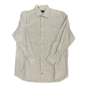 Camicia David Donahue uomo 16 32/23 blu bianca a righe con bottoni preppy pulita - Foto 1 di 6